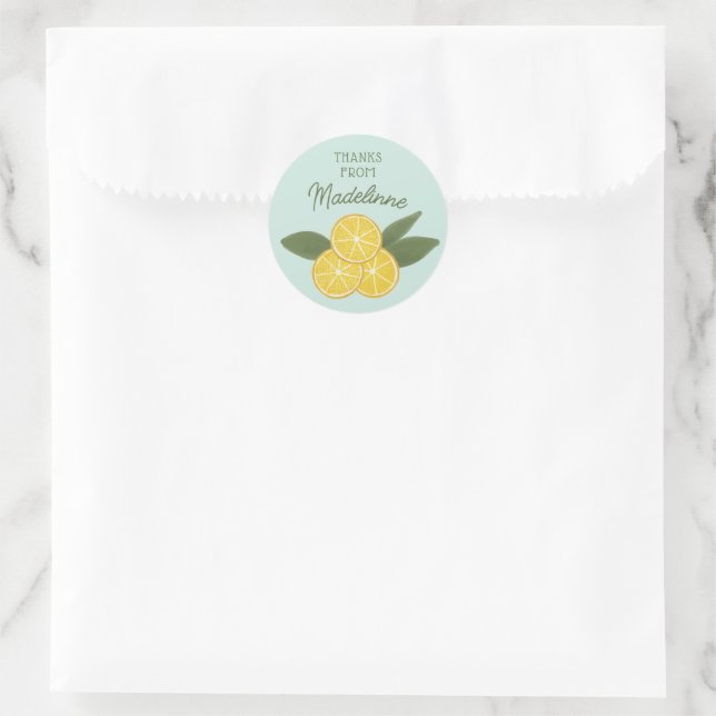 Sticker Rond Invitation à la douche nuptiale du gâteau citron (Sac)