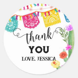 Sticker Rond Invitation à une fête d'anniversaire Fiesta thème 