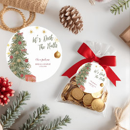 Sticker Rond Invitation à une fête de fiançailles Winter Deck t