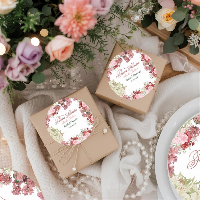 Sticker Rond Invitation à une fête de mariage Flower Garden (Créateur téléchargé)