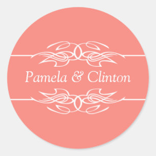 Sticker Rond Invitation customisée Coral rose
