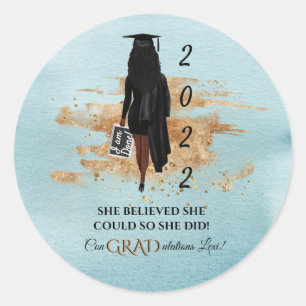 Sticker Rond Invitation de diplômes afro-américains (peau noire