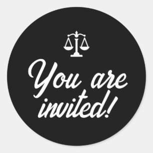 Sticker Rond Invitation de la partie de l'école de droit