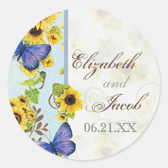 Sticker Rond Invitation de papillon bleu tourbillon de tourneso (Devant)