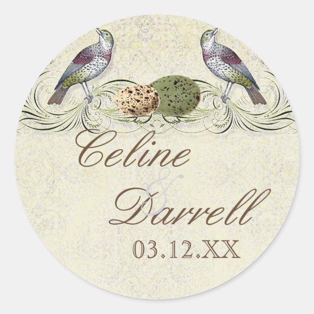 Sticker Rond Invitation des ailes de l'amour -Sticker Mariage o (Devant)