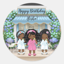 Sticker Rond Invitation du parti Spa afro-américain