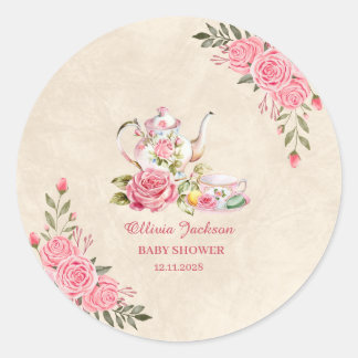 Sticker Rond Invitation élégante vintage pour une garden-party