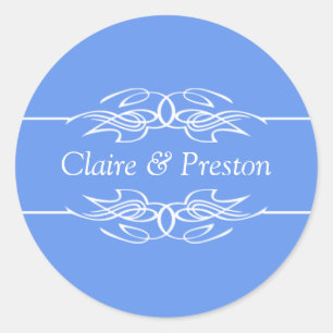Sticker Rond Invitation personnalisée Cornflower Blue