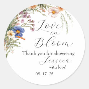 Sticker Rond Invitation pour la fête prénuptiale "Love in Bloom