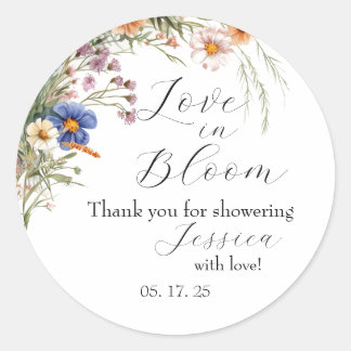 Sticker Rond Invitation pour la fête prénuptiale "Love in Bloom