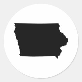 Sticker Rond Iowa en noir et blanc