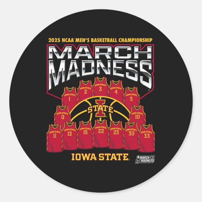 Sticker Rond Iowa State March Madness 2025 Men's Sketll Nil  (Devant)