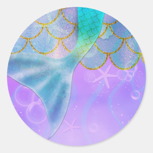 Sticker Rond Iridescente Pearl Shimmer Mermaid fête d'anniversa (Devant)