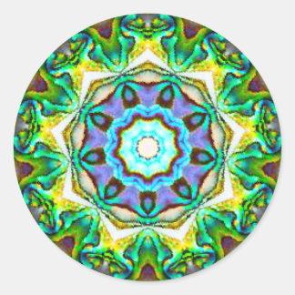 Sticker Rond Iridescente spirituelle Paua Shell Fractal