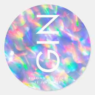 Sticker Rond Iridescente Ultra Moderne Mariage Monogramme