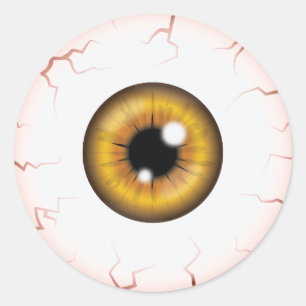 Sticker Rond Iris Marron Globe Oculaire Effrayant Sanguinolent