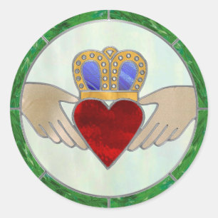 Sticker Rond Irish Claddagh