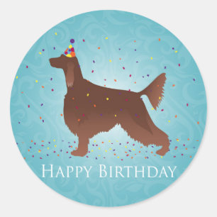 Sticker Rond Irish Setter Joyeux Design d'anniversaire