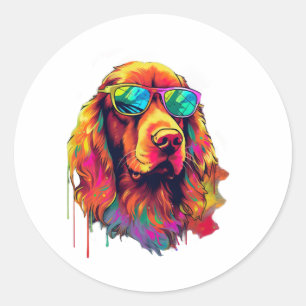 Sticker Rond Irish Setter Neon Design
