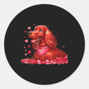 Sticker Rond Irish Setter Saint-Valentin Cœurs Chien Hommes Fem
