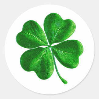 Sticker Rond Irlandais classique à quatre feuilles Clover