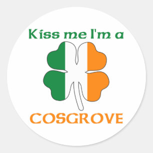 Sticker Rond Irlandais personnalisé Kiss Me Je suis Cosgrove