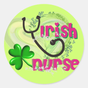 Sticker Rond Irlandaise Infirmière Artsy Cadeaux de Coeur