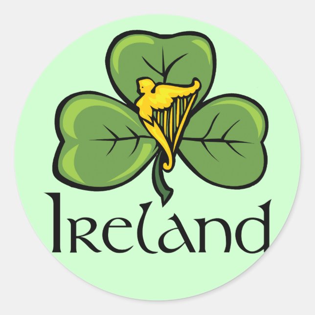 Sticker Rond Irlande Shamrock et harpe (Devant)
