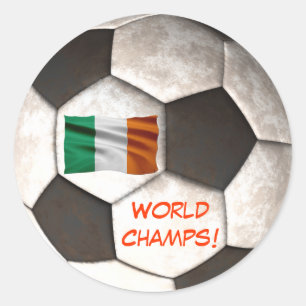 Sticker Rond Irlande Soccer Ball "World Champs" Football Sports