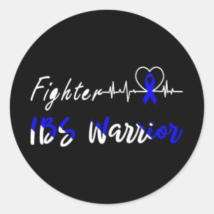 Sticker Rond Irritable Syndrome Bowel Ibs Guerrier Heartbeat Fi