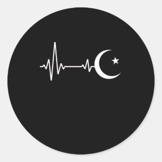 Sticker Rond Islam musulman Hearbeat Islam Allah Mecca Hajj Gi