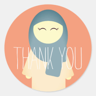 Sticker Rond Islamique merci fille musulmane d'autocollant avec