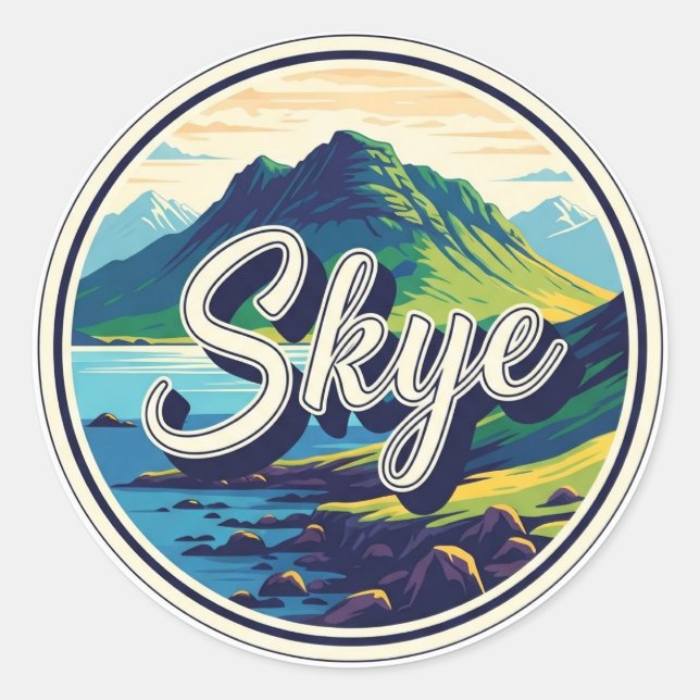 Sticker Rond Isle of Skye Herbrides Scotland Travel (Devant)