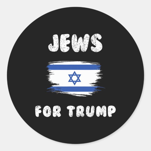 Sticker Rond Israël Drapeau Les Juifs Pour Trump (Devant)