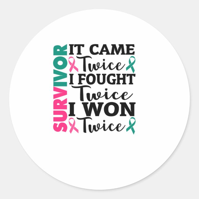 Sticker Rond It camé Twice I Won Twice Cancer Survivor (Devant)
