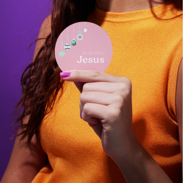 Sticker Rond  It’s All About Jesus – Pink Pastel Christmas (Créateur téléchargé)