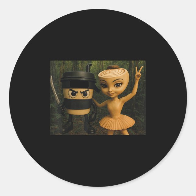 Sticker Rond Italian Brainrot Ballerina Cappuccina Cappuccino I (Devant)