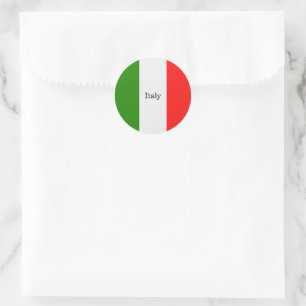 Sticker Rond Italie, couleurs du drapeau, étiquetées,