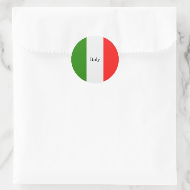 Sticker Rond Italie, couleurs du drapeau, étiquetées, (Sac)