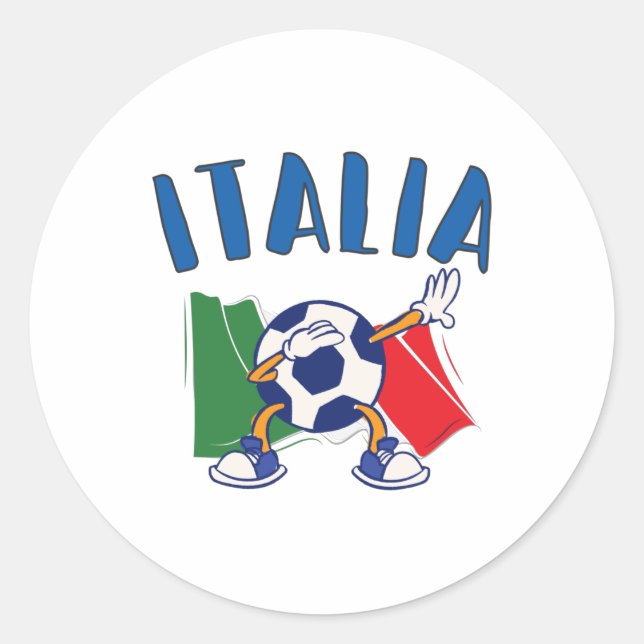 Sticker Rond Italie Dabbing Soccer Ball Drapeau (Devant)