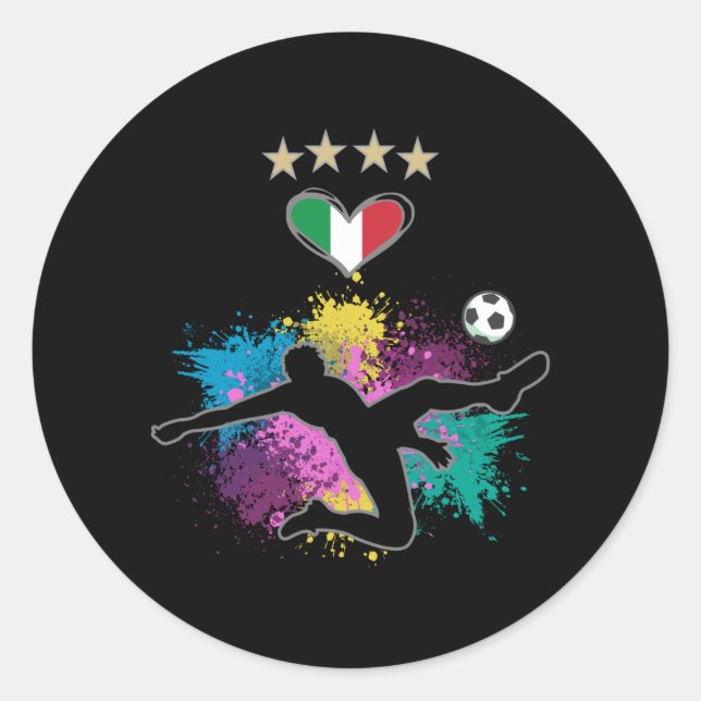 Sticker Rond Italie Football Fan Chemise Drapeau de football (Devant)