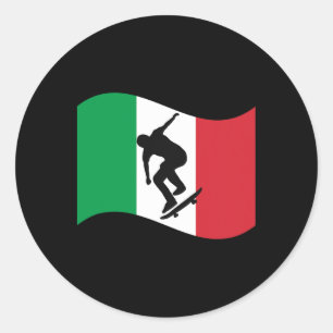 Sticker Rond Italie Planche à roulettes Graphique Drapeau Natio