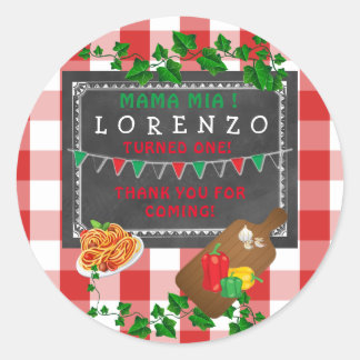 Sticker Rond Italien 1er anniversaire merci