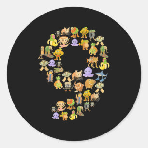 Sticker Rond Italien Brainrot Mème 9e fête d'anniversaire 9 ann
