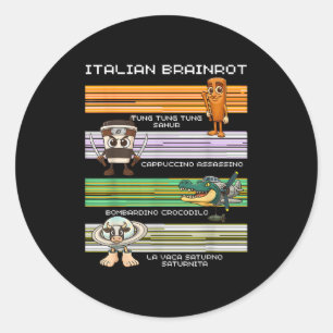 Sticker Rond Italien Brainrot mème drôle Compilation caractère