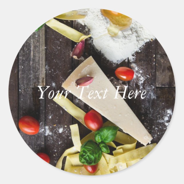 Sticker Rond Italien - Personnaliser le texte (Devant)