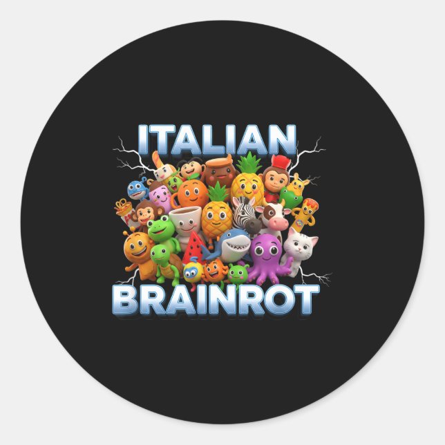Sticker Rond Italy Italian Brainrot Funny Meme Characters Trend (Devant)