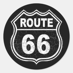 Sticker Rond Itinéraire 66 affligé