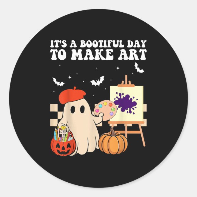 Sticker Rond It's A Bootiful Day To Make Art Groovy Art Teacher (Devant)