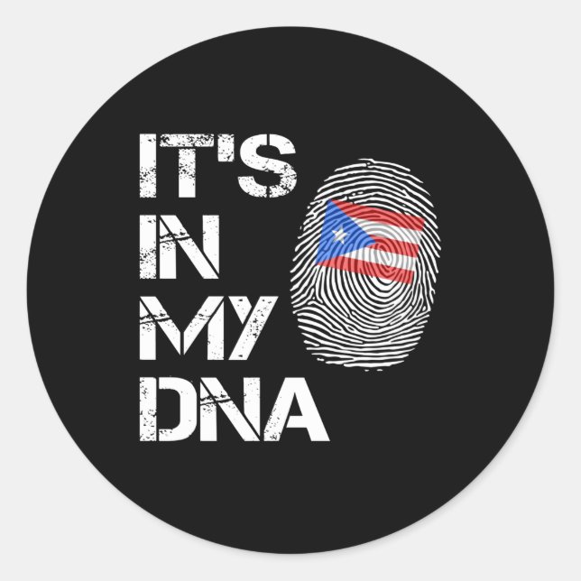 Sticker Rond Its in My DNA Puerto Rican  Flag (Devant)